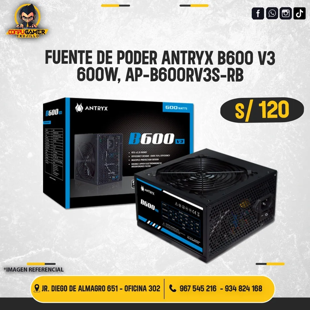 FUENTE DE PODER ANTRYX B600 V3 600W 