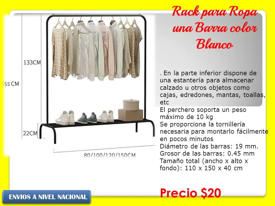 Rack metálico de una sola barra