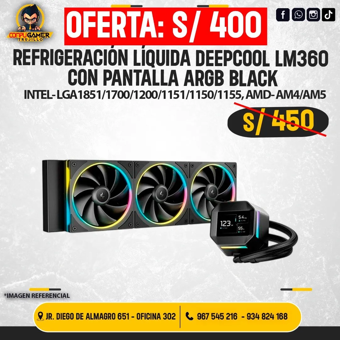 REFRIGERACIÓN LÍQUIDA DEEPCOOL MOD LM360 CON PANTALLA DIGITAL 