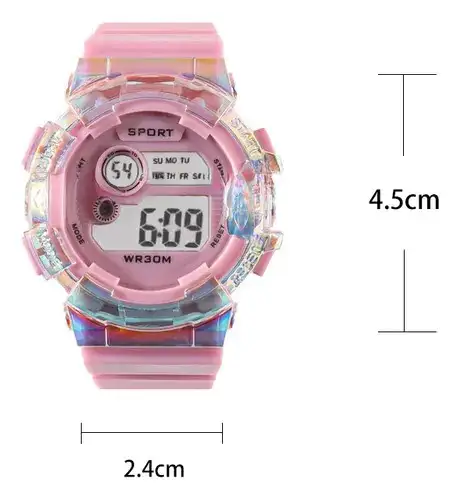 Reloj Deportivo Digital Redondo Tornasol Nude 2
