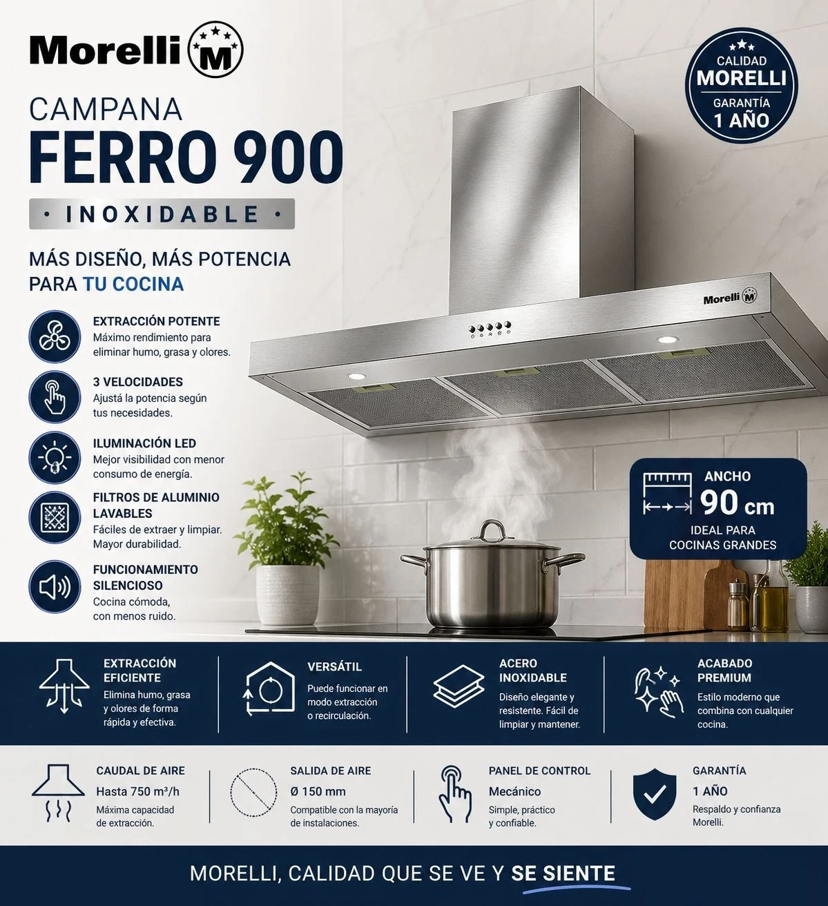 CAMPANA MORELLI FERRO 900 INOXIDABLE* 