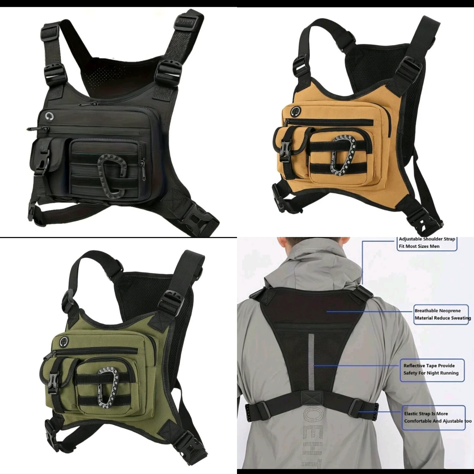 Bolso Táctico de Pecho Premium – Nailon Cordura de Alta Resistencia, Hebillas de Liberación Rápida y Costuras Reforzadas.