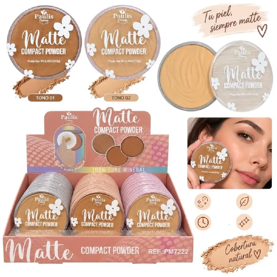 polvo compacto matte tonos surtidos paulis