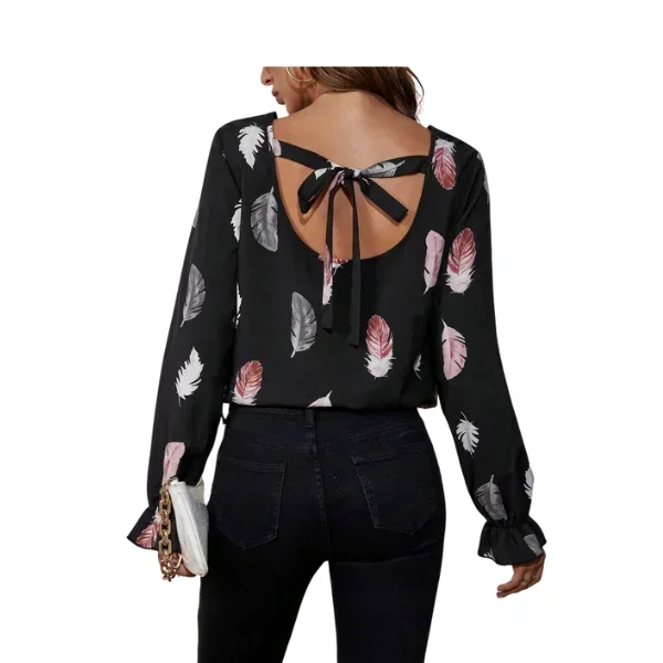 Blusa con estampado de pluma 2