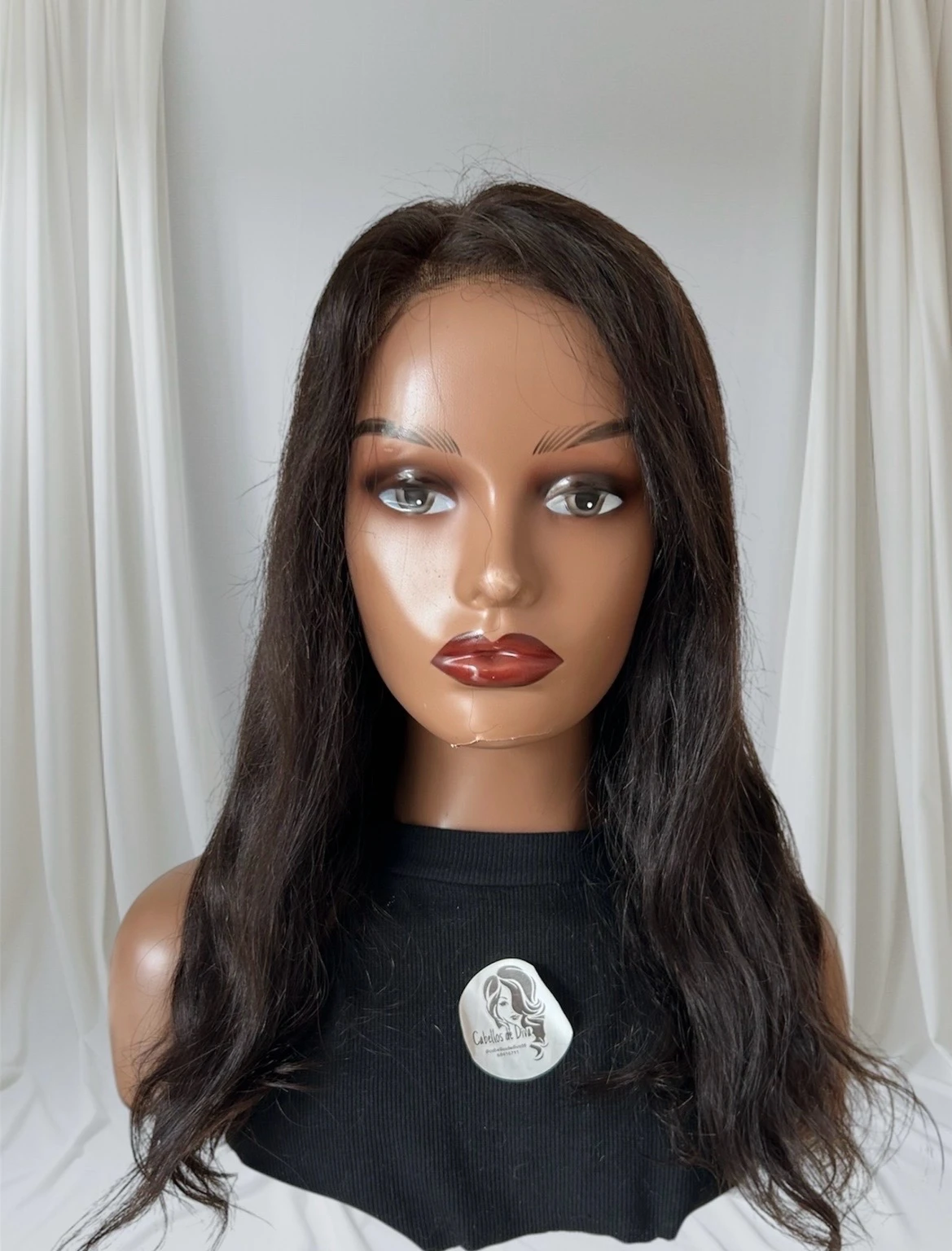 Peluca cabello Humano 18 pulgadas color #2, frontal 5x5 glueless  2