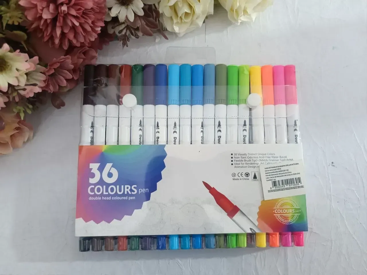 Marcadores Base Agua. Doble punta. 36 colores