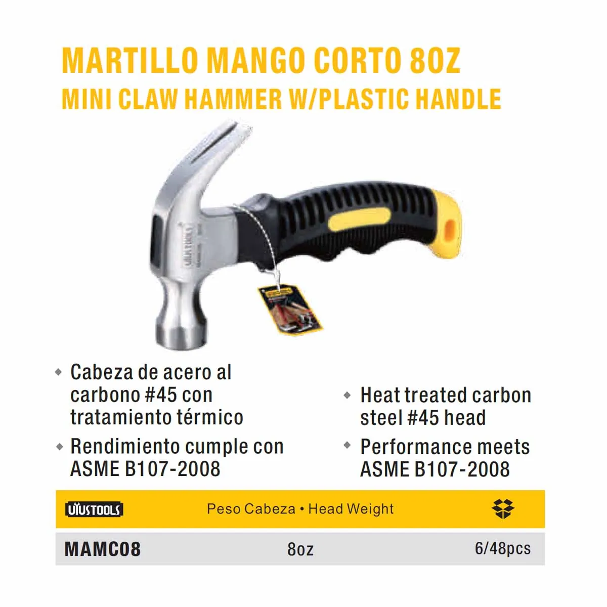 MARTILLO CHATO Engomado UYUST 8 OZ