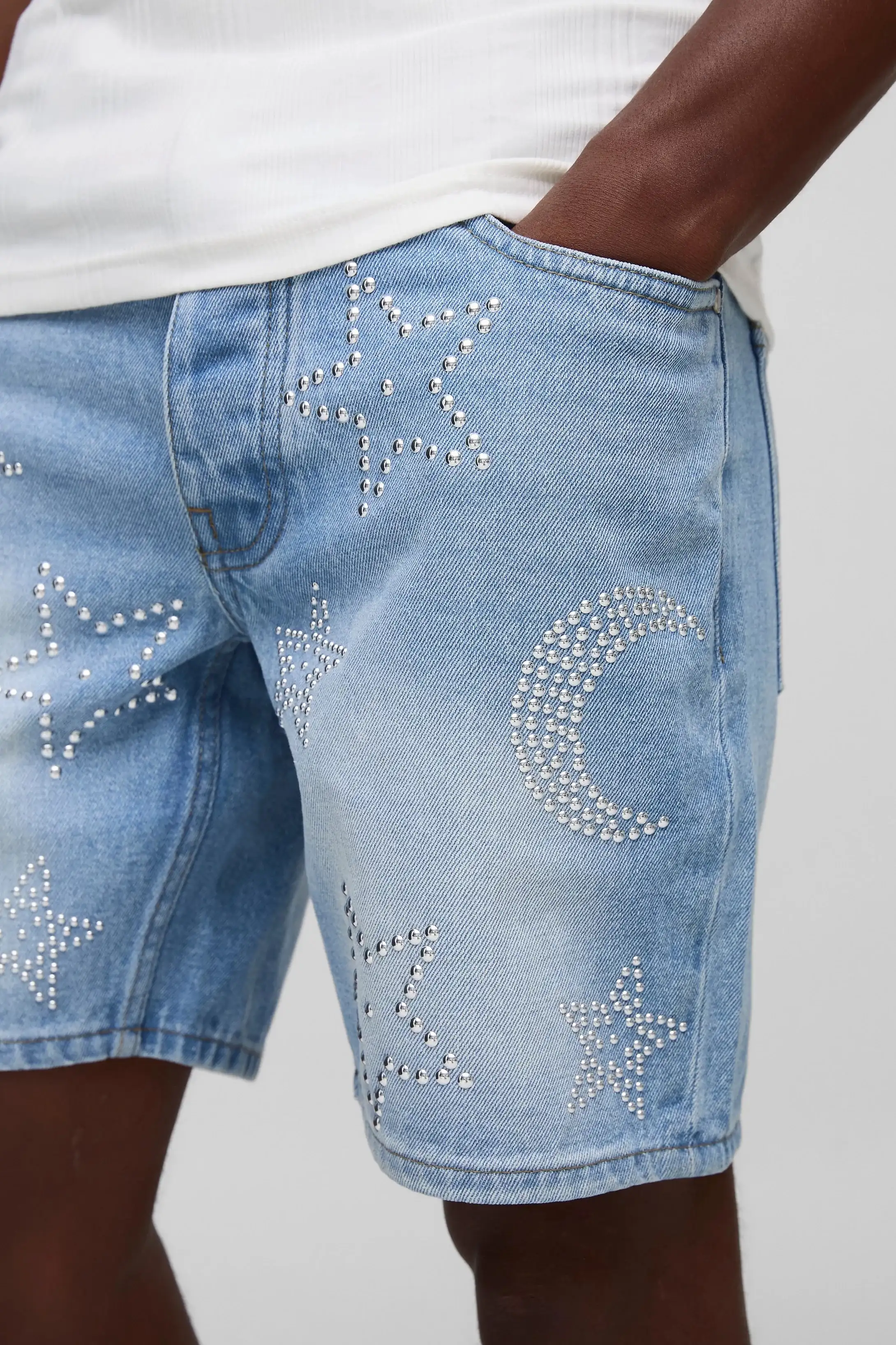 Slim Fit Washed Denim Shorts- Size 32