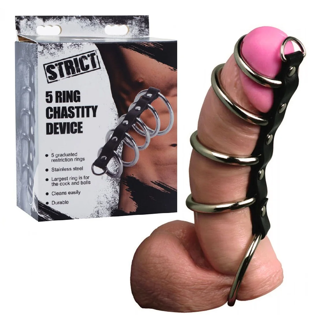Strict 5 Ring Chastity Device