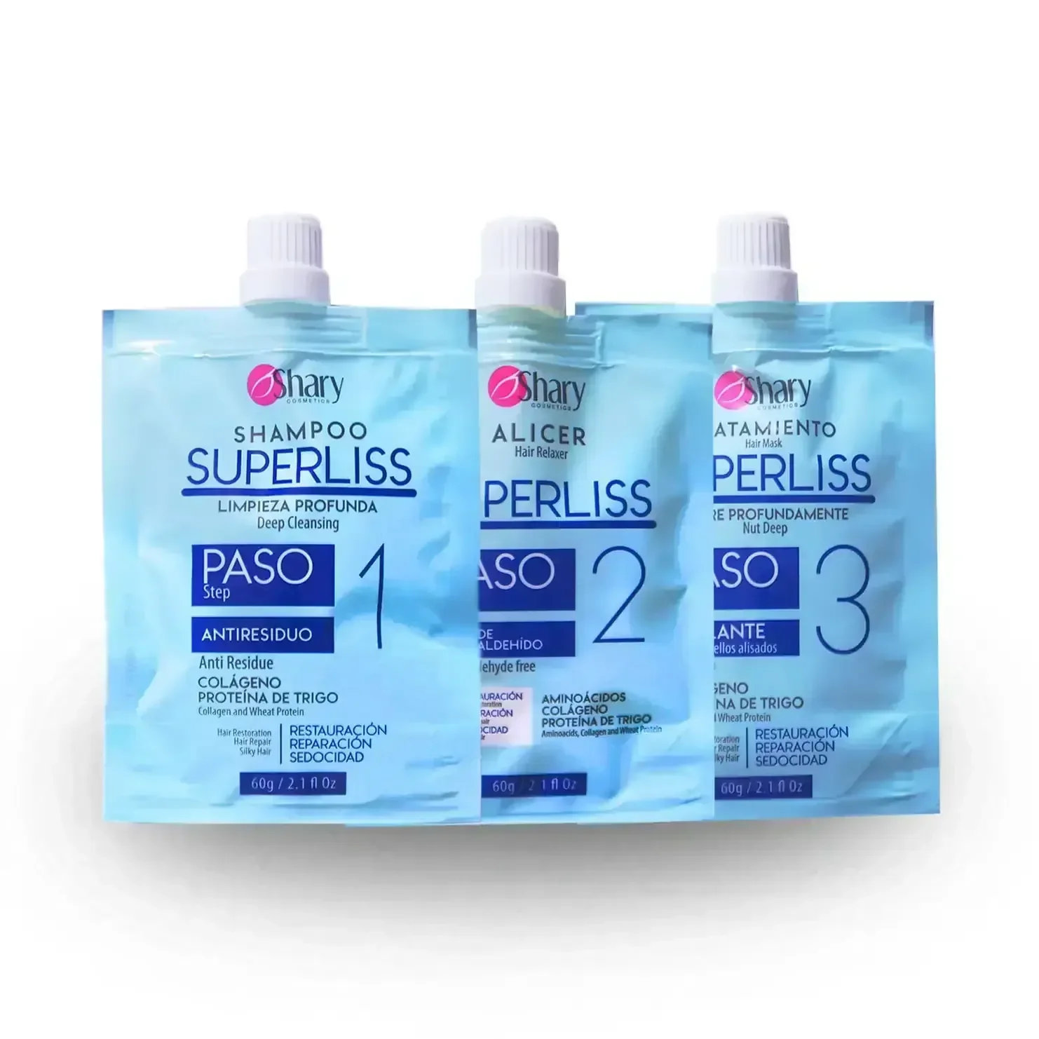 Kit de Alisado en 3 Pasos Superliss en Sobre. Se Puede Aplicar en Todo tipo de Cabello. El Envío es Gratis y se Paga al Recibir el Pedido (Se Debe Revisar la Cobertura).