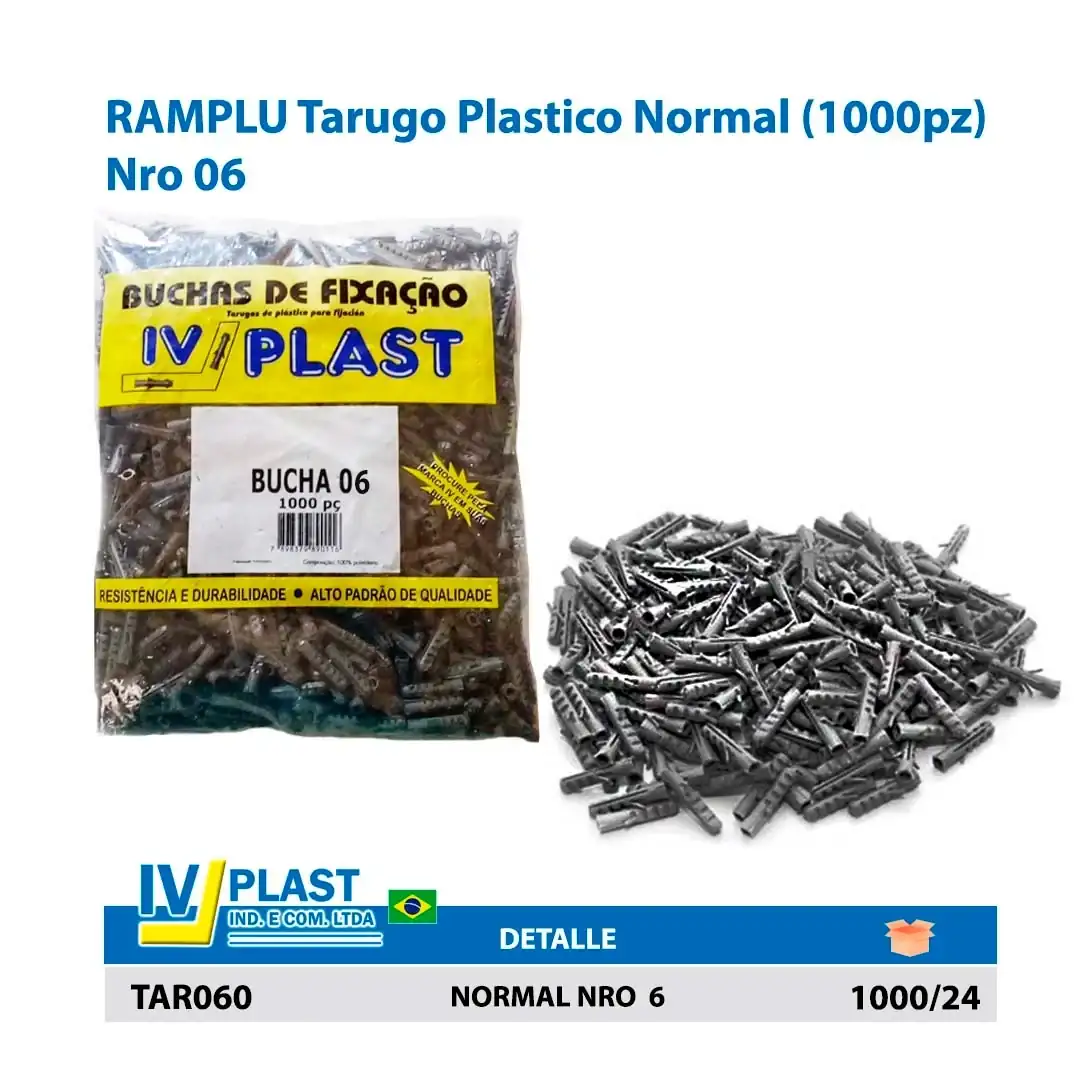 RAMPLU Tarugo Plastico Normal (1000pz) Nro 06 ***