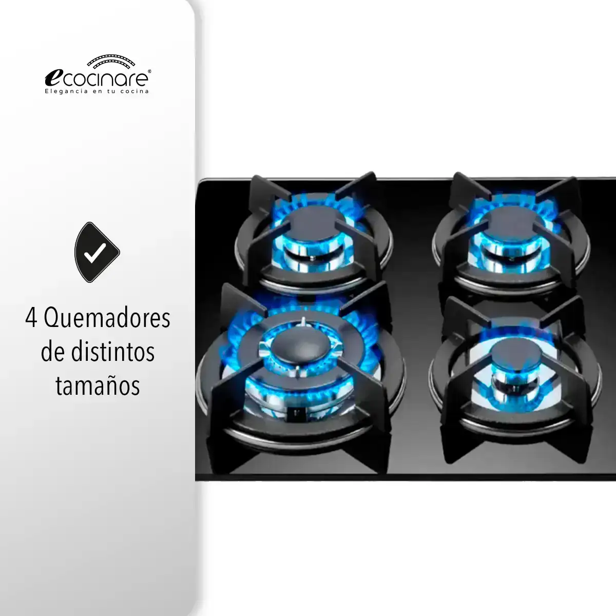 Parrilla empotrable 4 quemadores color negro 4