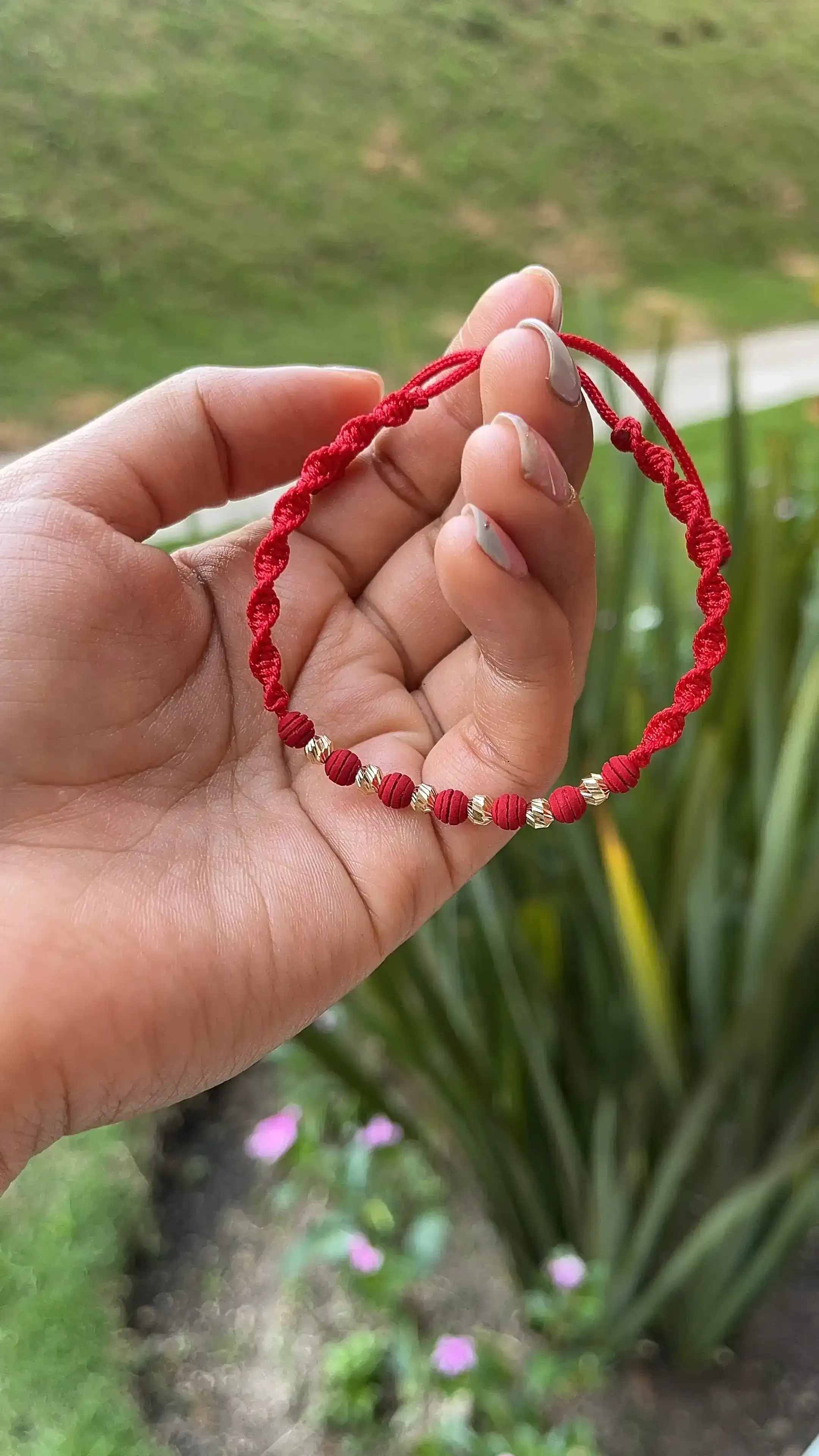 Pulsera tejida 6 balines #4
