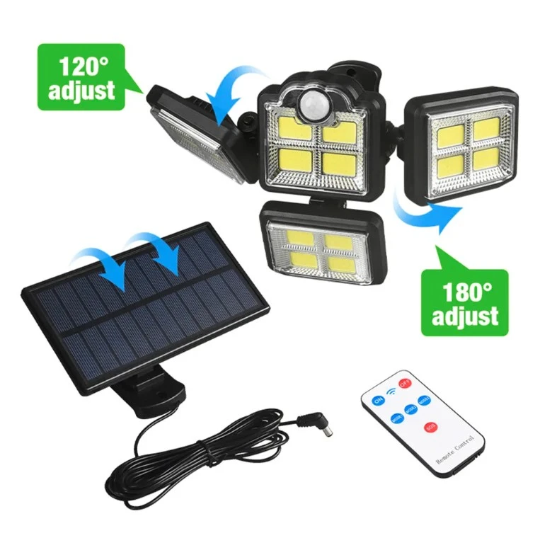 Foco Solar 4 Cabezas / 35W / Control Remoto / Sensor de Movimiento / Panel Independiente 2