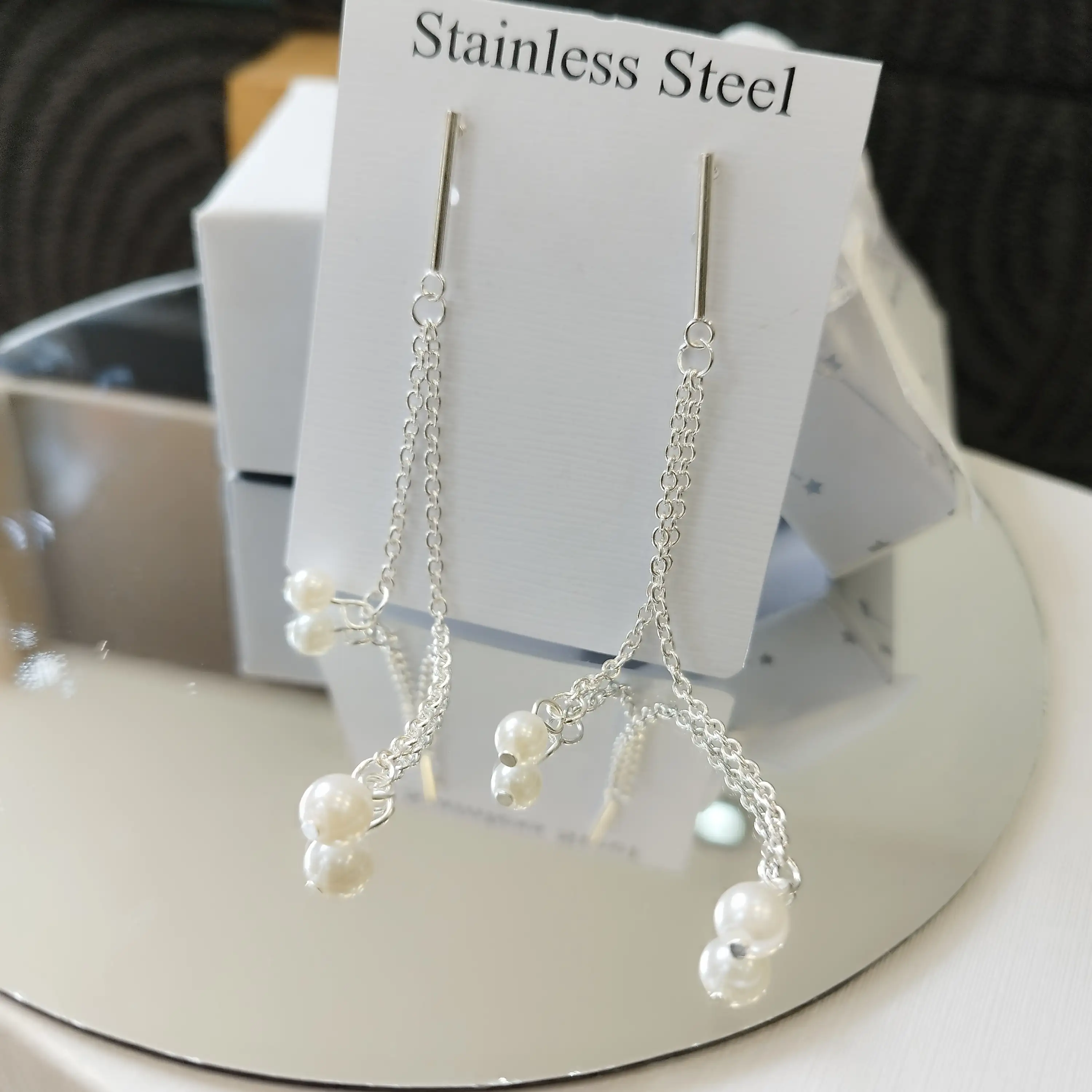 Colgante doble cadena con perlas