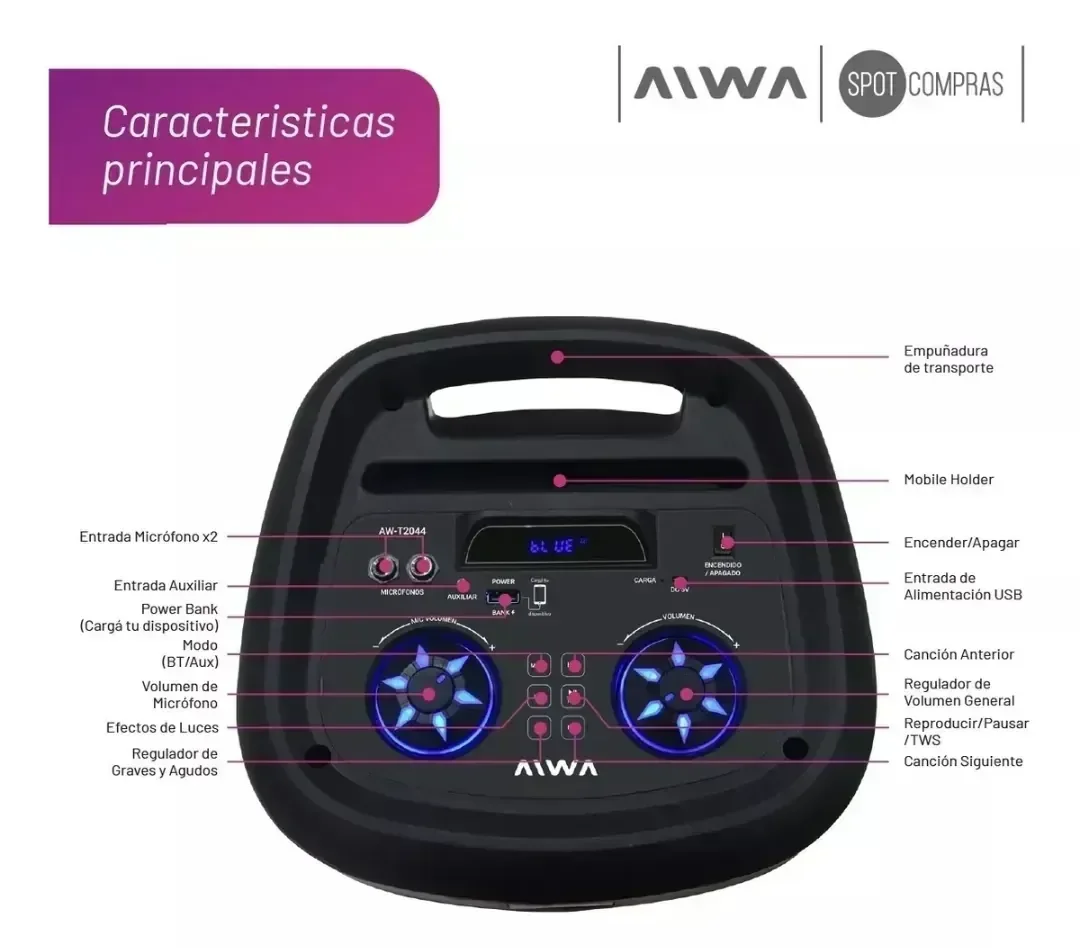 PARLANTE AIWA	AW- T2044  3