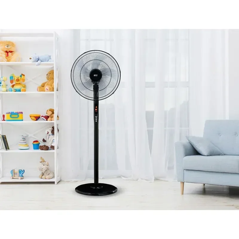 Ventilador 16" Pie 72W Timer/Control Negro