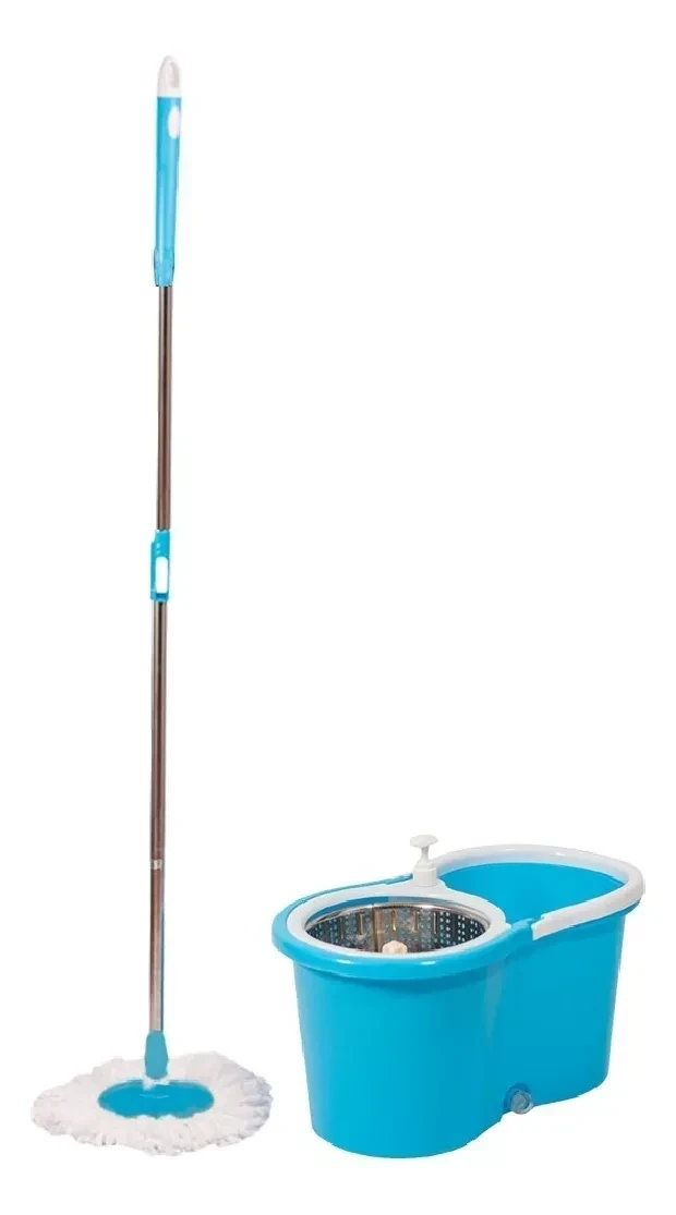 Mopa Lampazo Escurridor Waggs Msk-001 Con Balde Centrifugador Azul/blanco