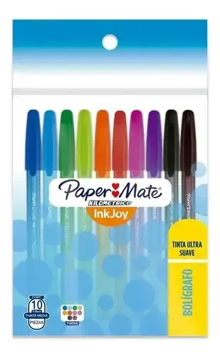 Bolígrafo papermate en bolsa con 10 colores diferentes 