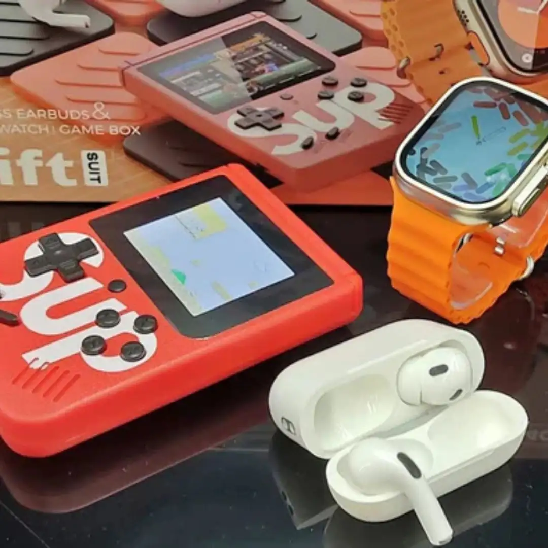 COMBO RELOJ SMARTWATCH + AURICULARES INALAMBRICOS + CONSOLA