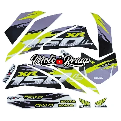 XR 150 L Calcomanias 2025 chispas Amarillo limon blanco negro