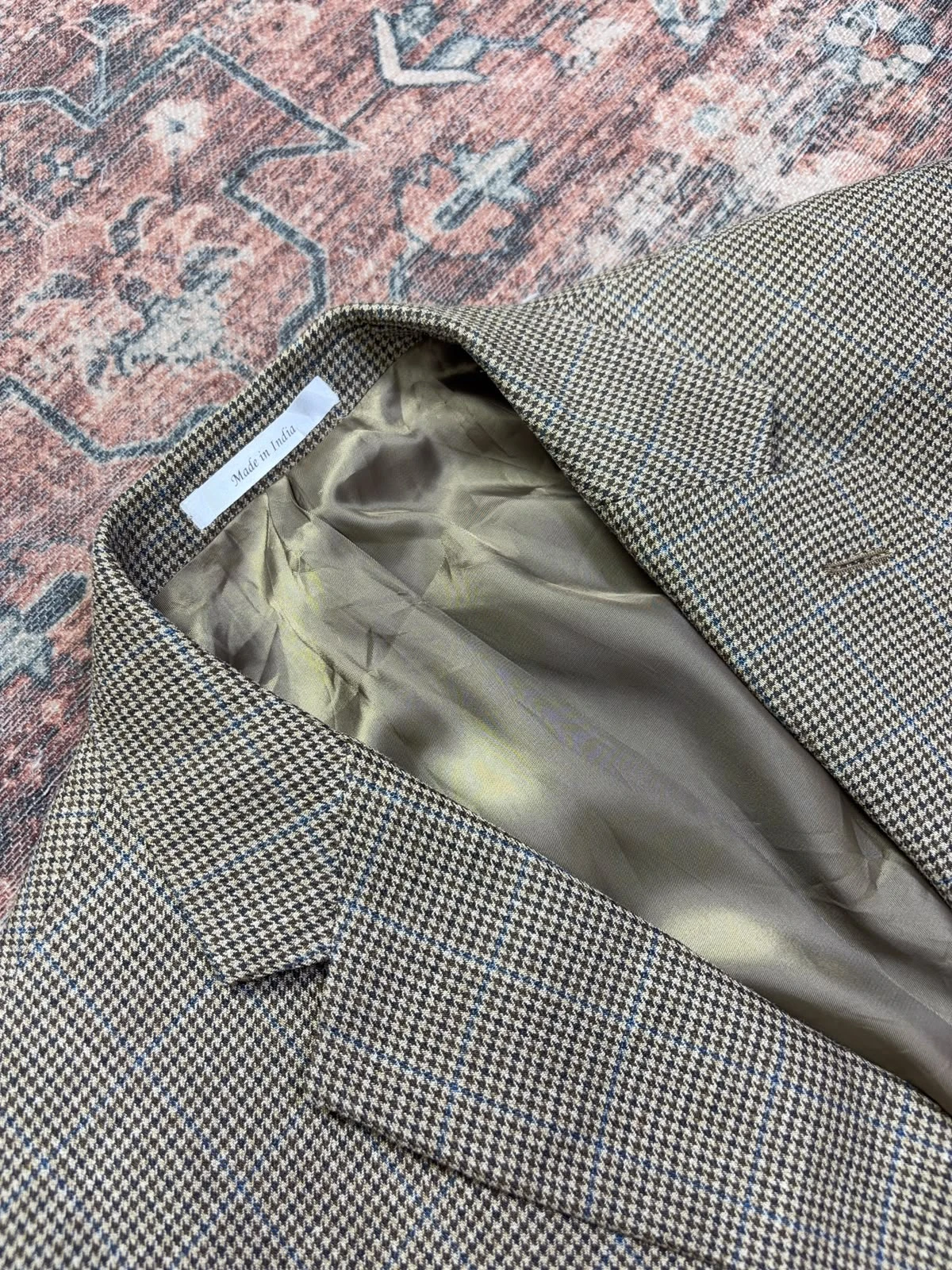 LAUREN RALPH LAUREN SILK & WOOL CHECK BLAZER 5