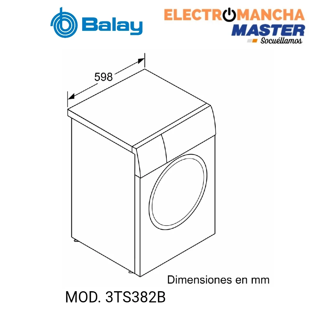 LAVADORA BALAY 3TS382B 8 KILOS 1200 RPM. CLASE A 8