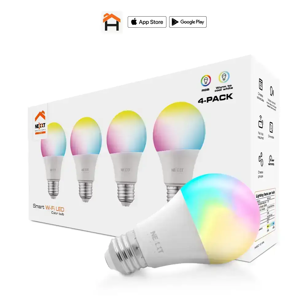 Bombilla LED inteligente Wi-Fi 110V A19  4 piezas 
