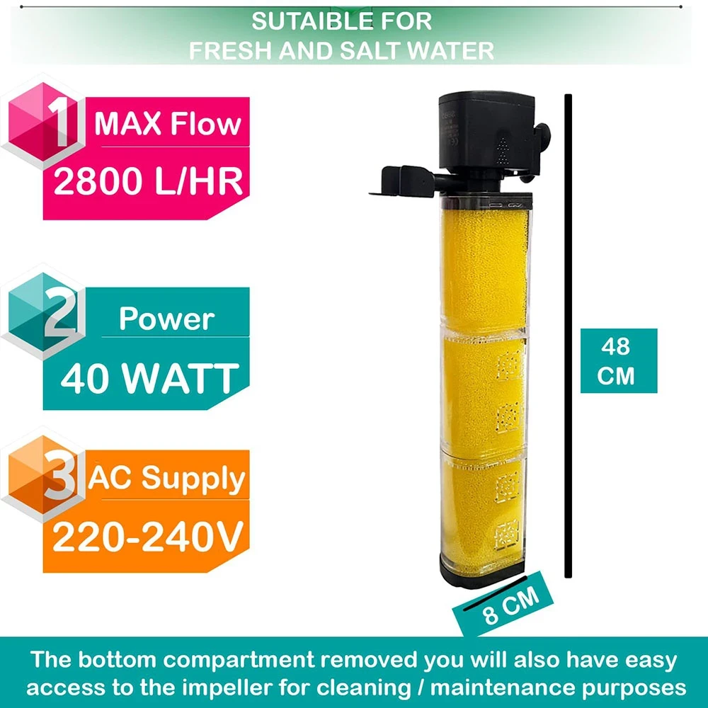 Filtro Interno Sobo Wp-6001 40w 2800l/h 4