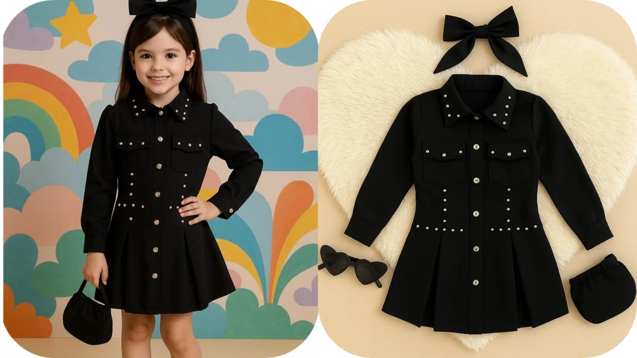 Vestido niña incluye bolso y mono  8