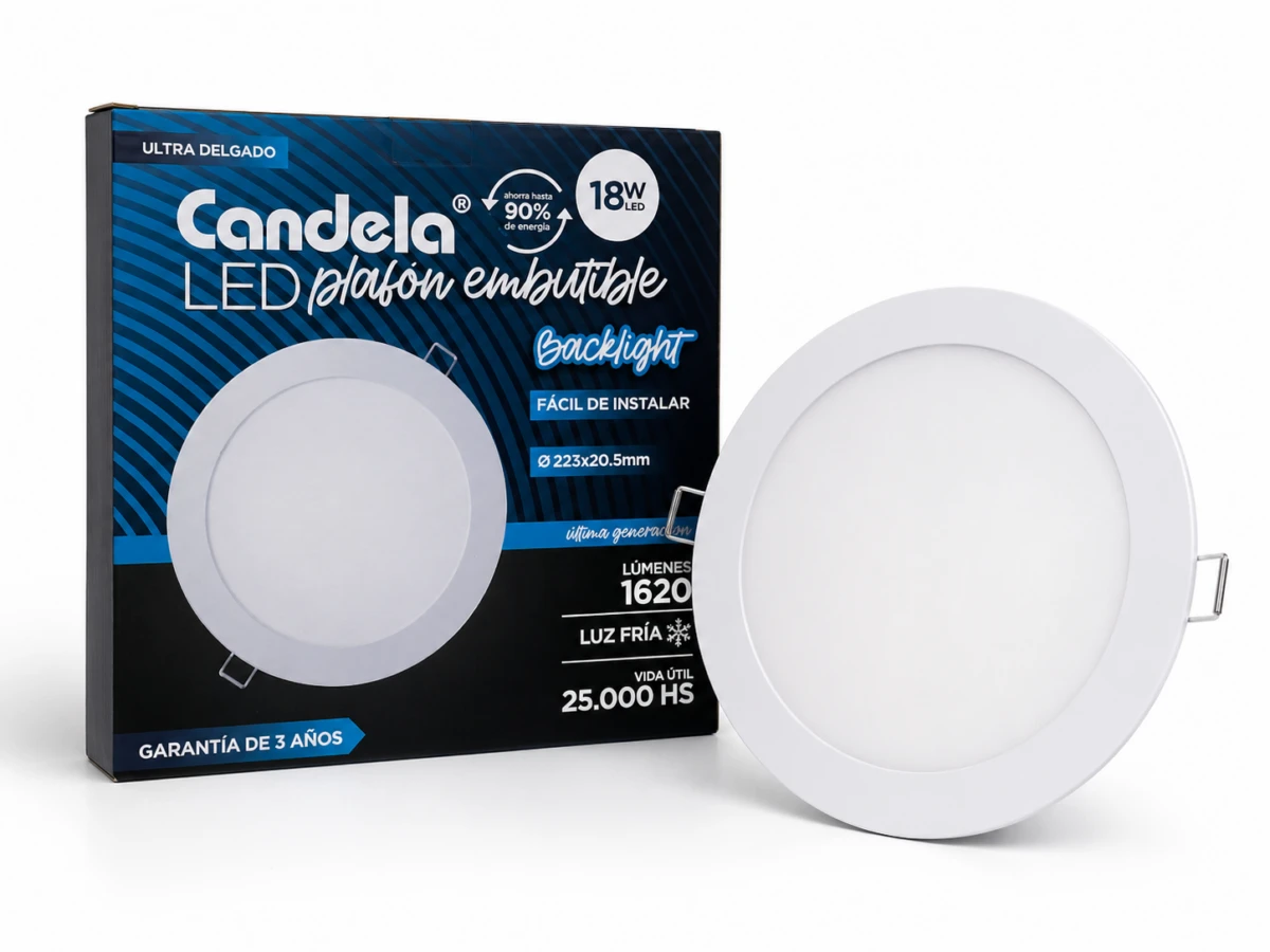 Plafon embutible led Candela 18w frio redondo 