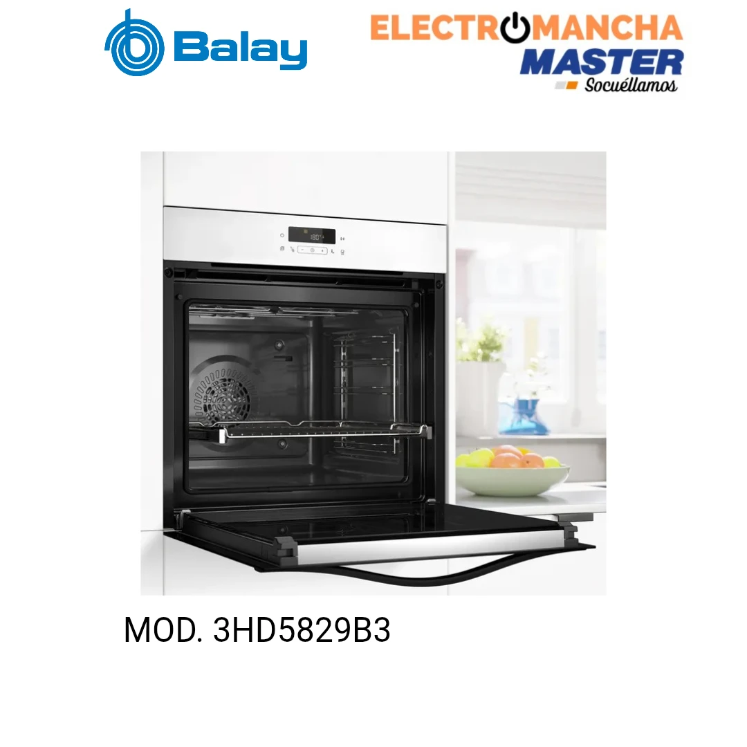 HORNO CON VAPOR BALAY 3HD5829B3 PIROLITICO CRISTAL BLANCO CLASE A  4
