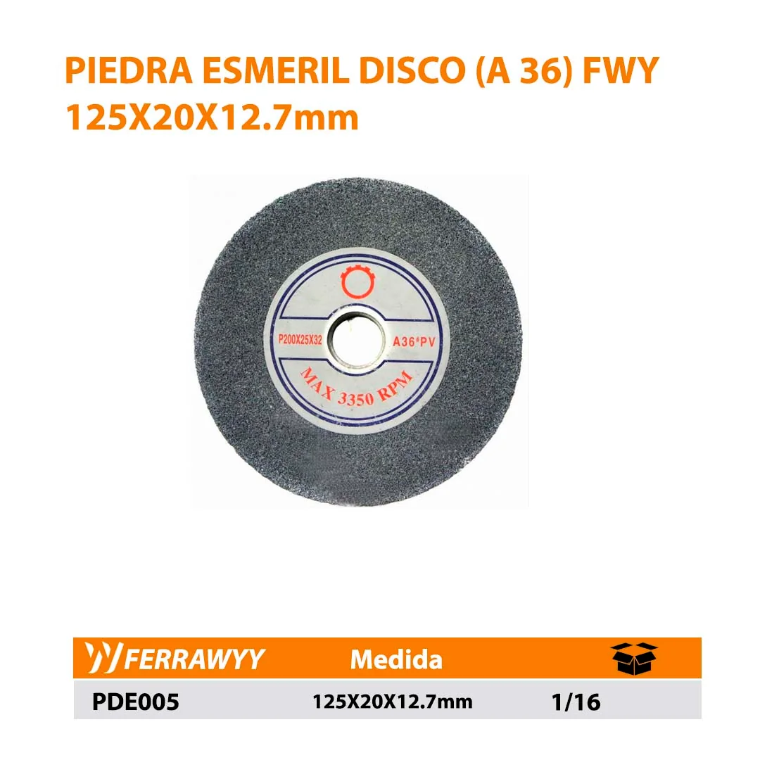 PIEDRA ESMERIL DISCO (A 36) FWY 125X20X12.7mm