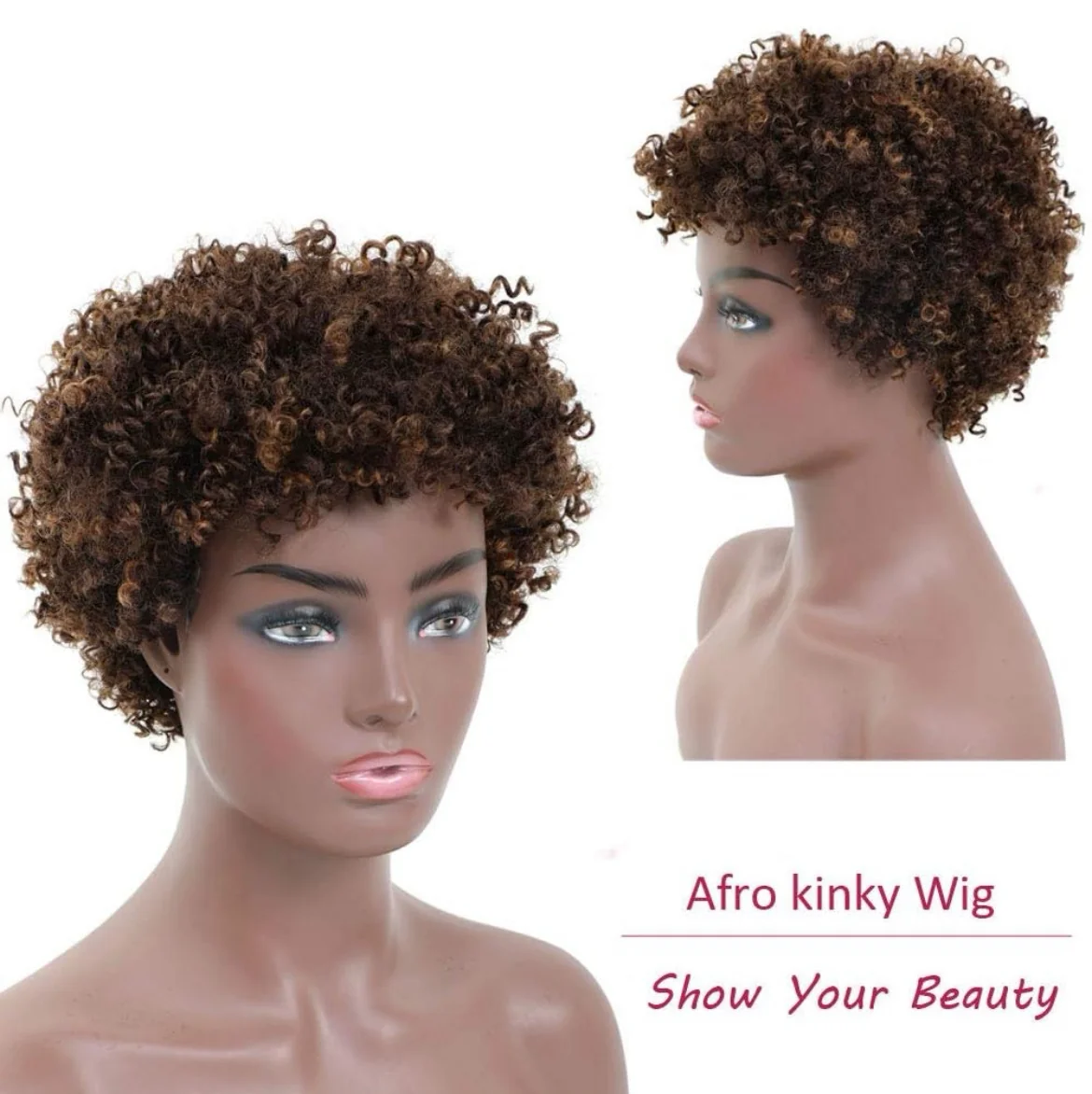 Pelucas de pelo humano estilo afro corto, pelucas de pelo virgen brasileño con densidad del 150 % sin procesar