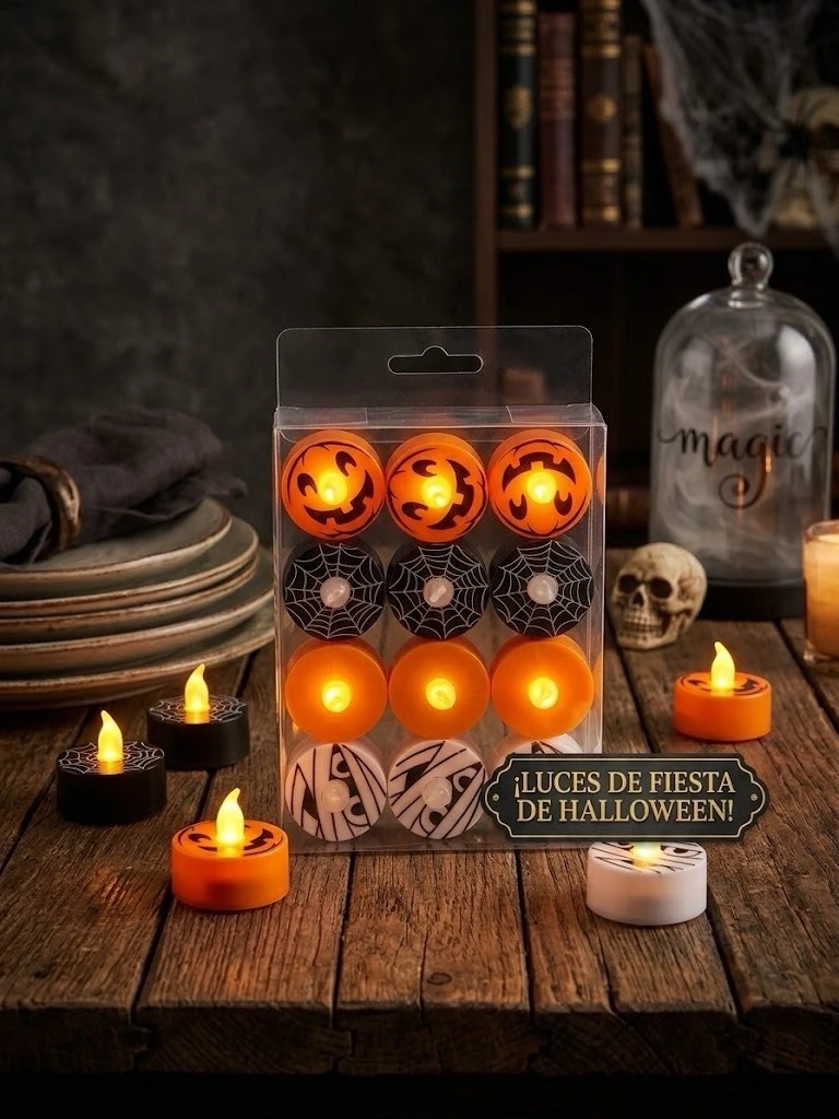 Set 12 Velas LED Halloween Decoración Candelas De Té Surtidas 2