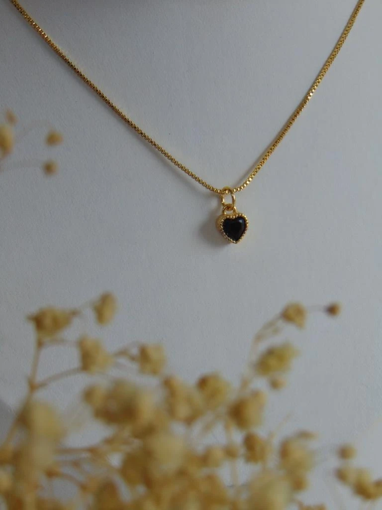 CADENA + DIJE RODIO DOR CORAZON NEGRO 2
