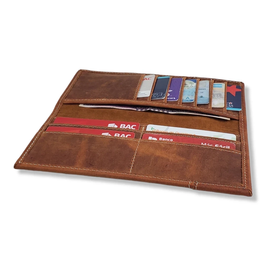 Billetera tejana cuero cafe crazy  2