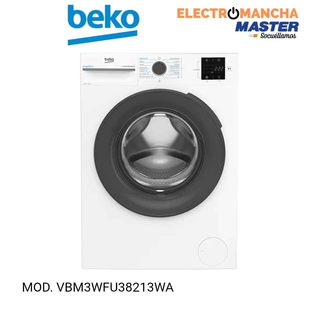 LAVADORA BEKO VBM3WFT38213WA 8 KILOS 1200 RPM. A