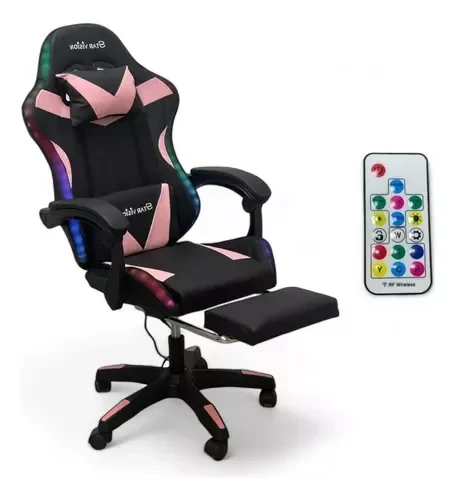 Silla Gamer STAR VISION Negro/Rosa C/Luz