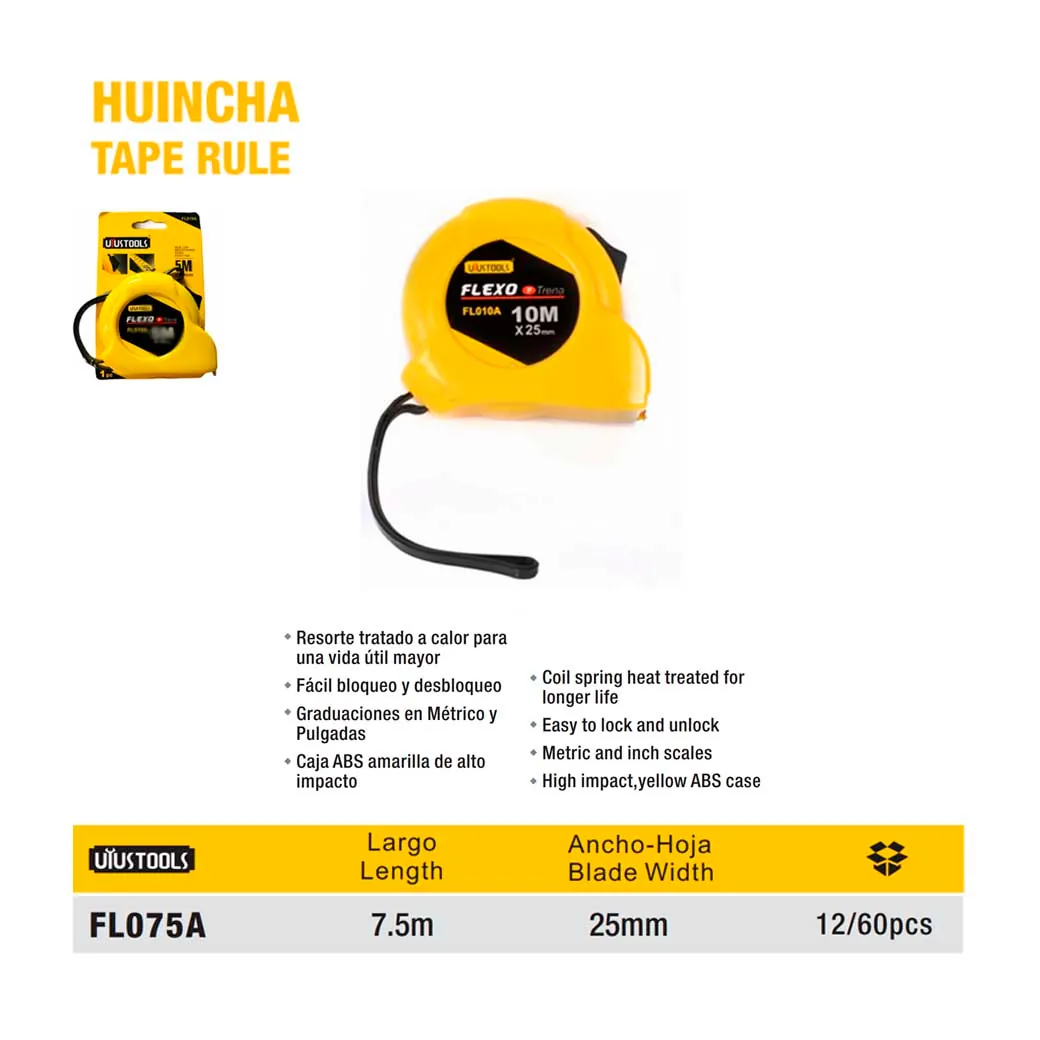 FLEXO Amarillo UYUST 7.5M X 25mm 