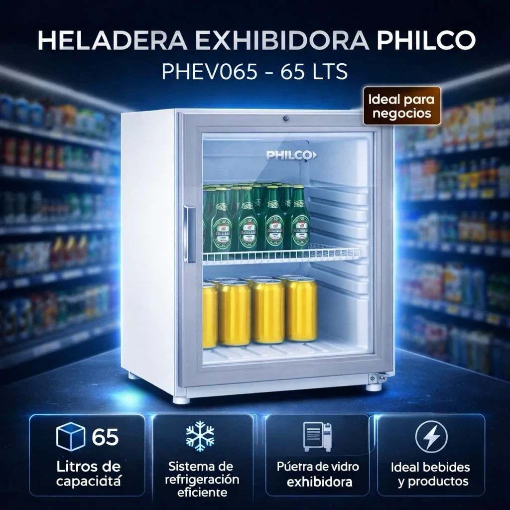 Heladera exhibidora philco phev065b 65 lts