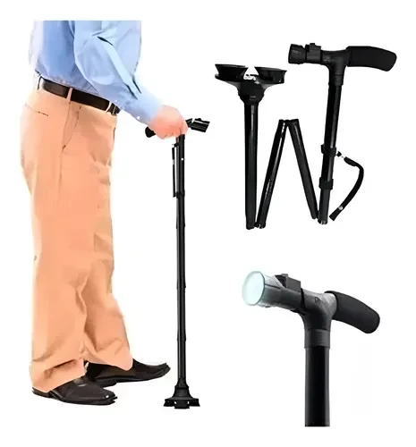 Bastón plegable con linterna 