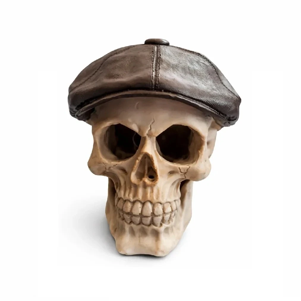 Adorno de Resina Calavera Con Gorro 