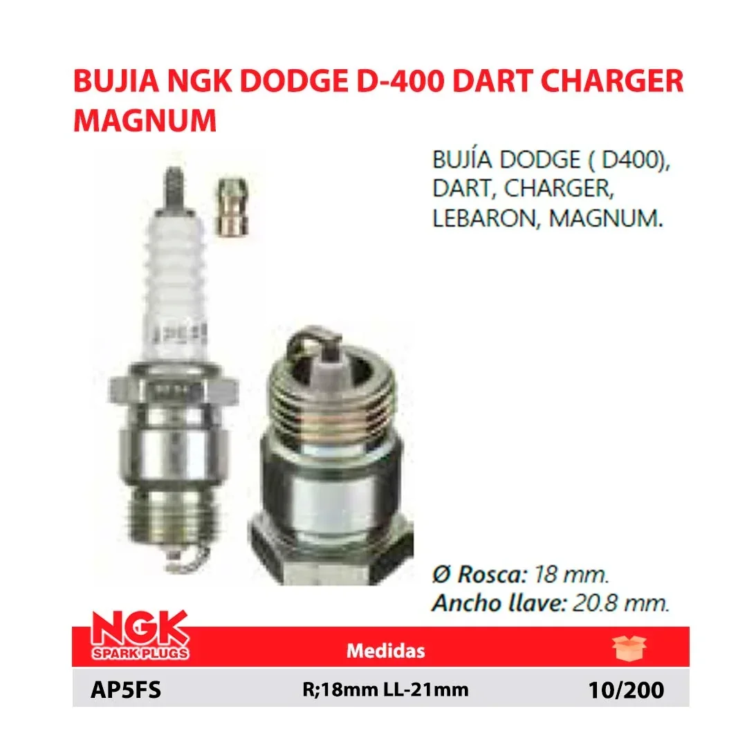 BUJIA NGK DODGE D-400 DART CHARGER  MAGNUM R;18mm LL-21mm