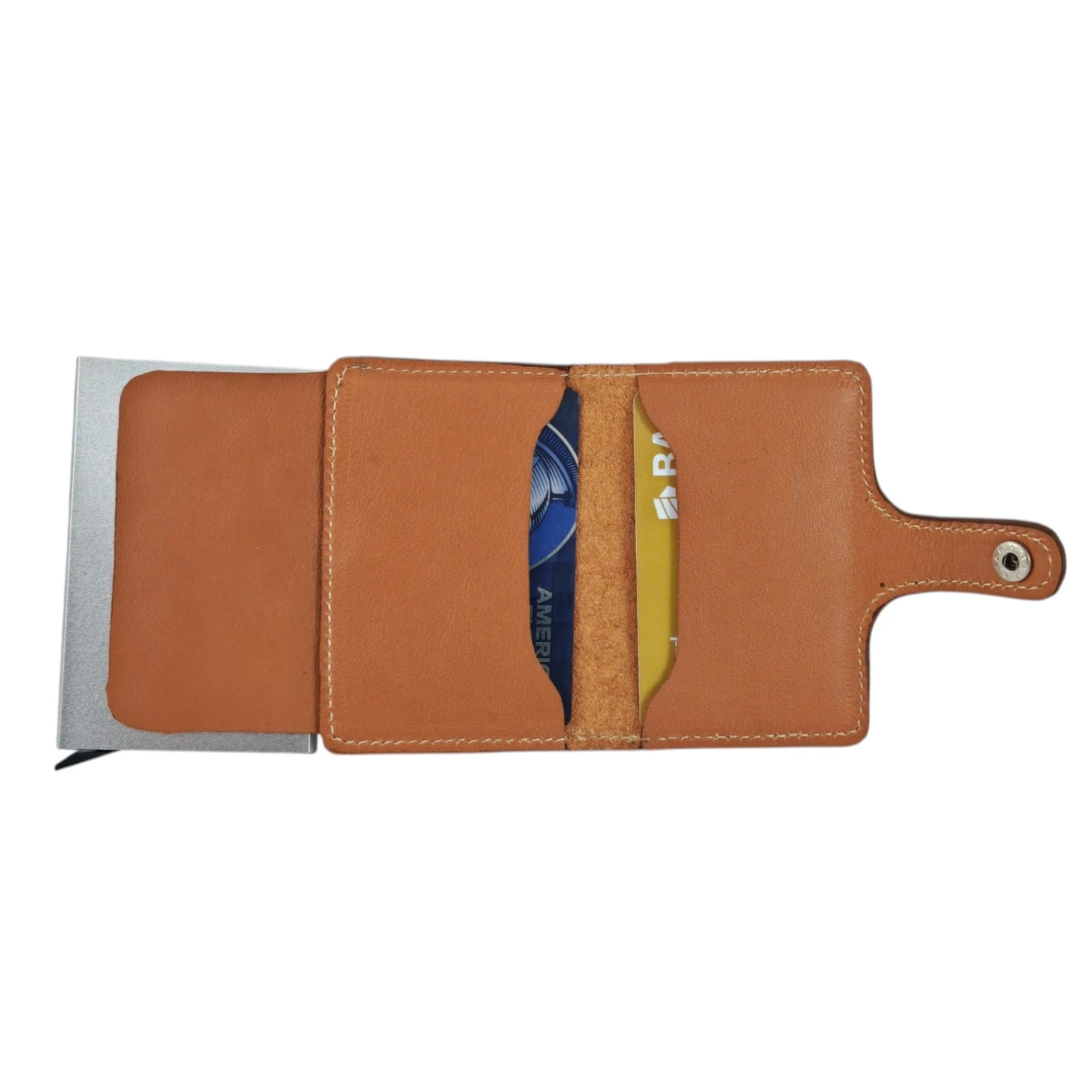 Tarjetero con protección anticlonacion cuero miel 4