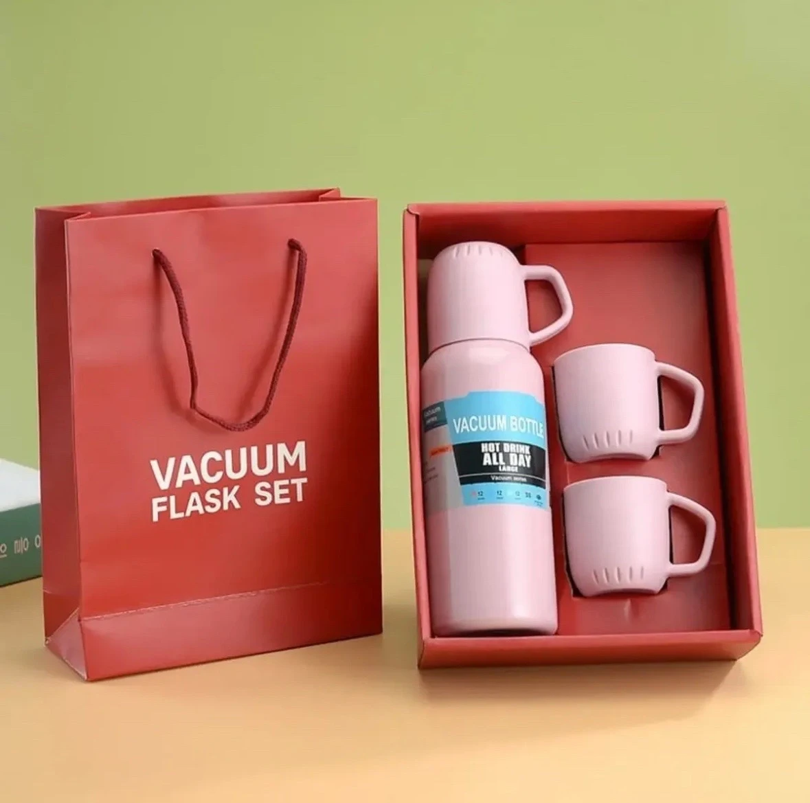 TERMO DE 600 ml con tres tazas. acero INOXIDABLE 3
