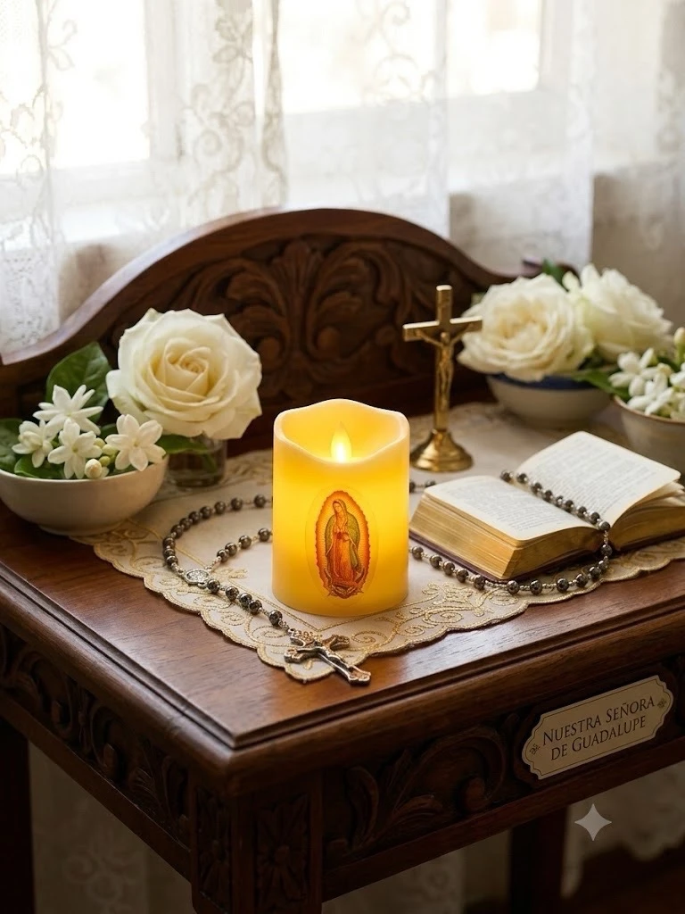12 velas led 5 cm con imagen de maria y san judas tadeo  3