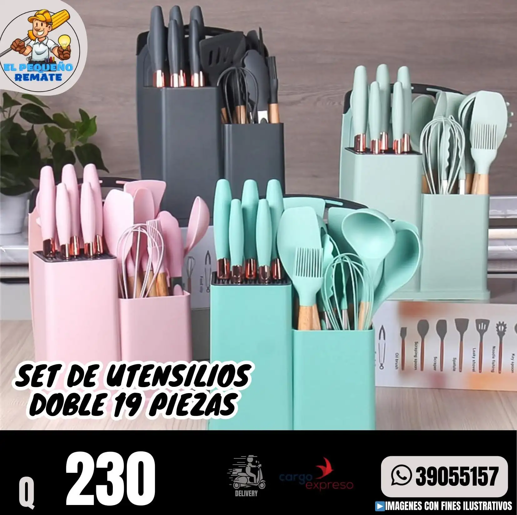 SET DE UTENSILIOS DOBLE 19 PIEZAS