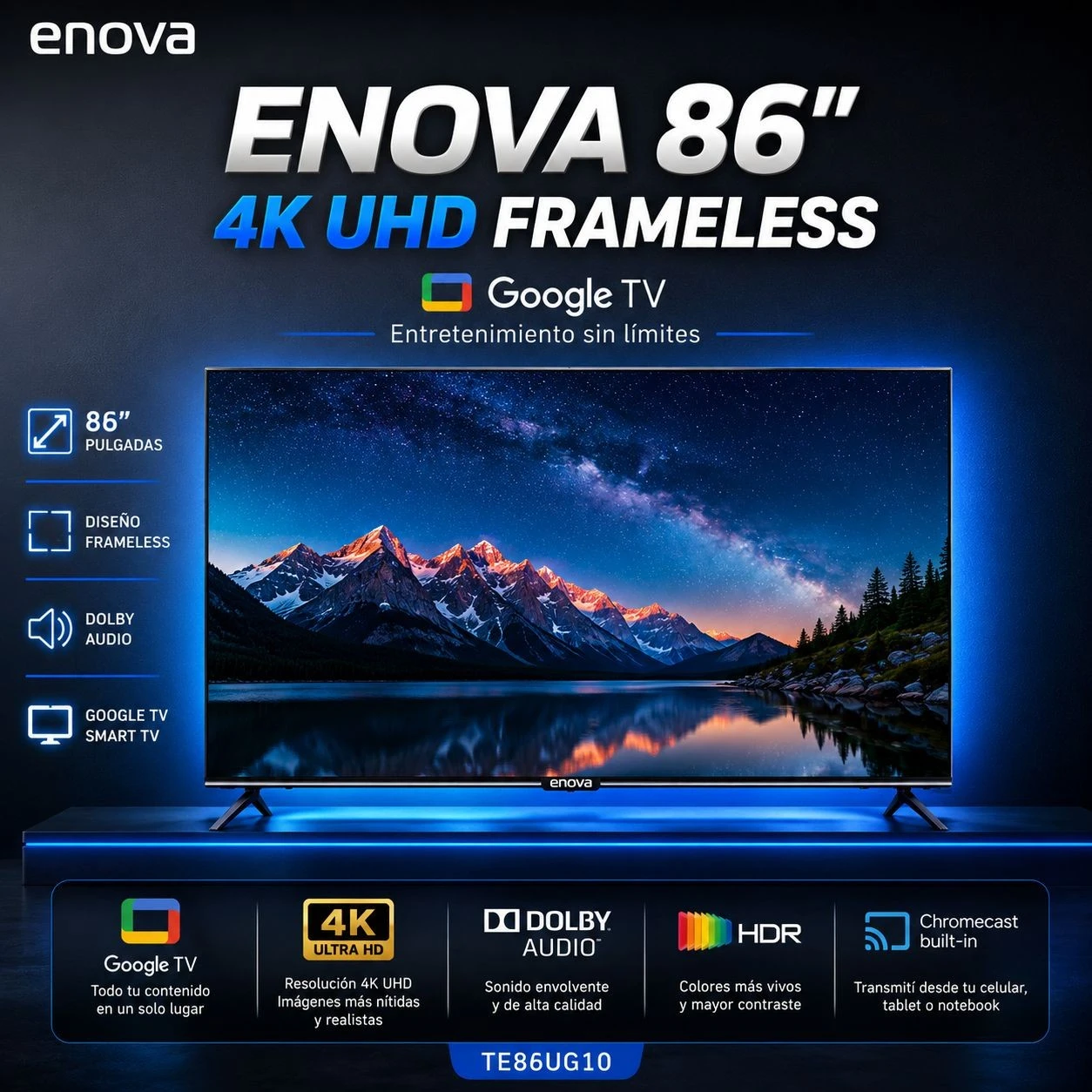 Smart Tv Enova 86" 4k UHD Google Tv