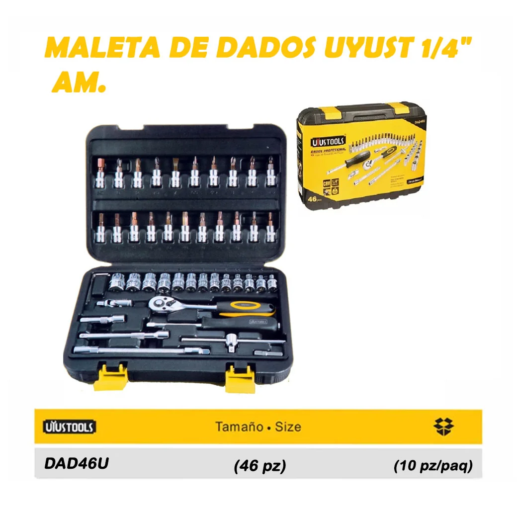 MALETA DE DADOS UYUST 1/4" AM. (46 pz)